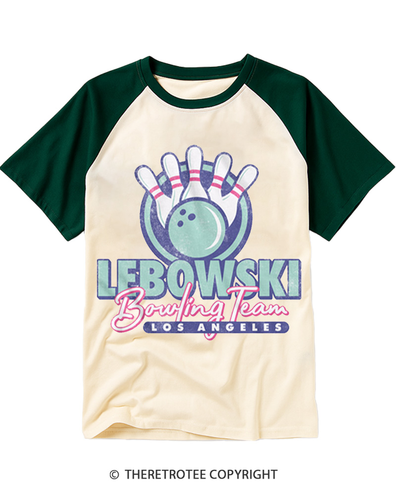 TheRetroTee Los Angeles Bowling Team 1990s Raglan Baseball T-Shirt