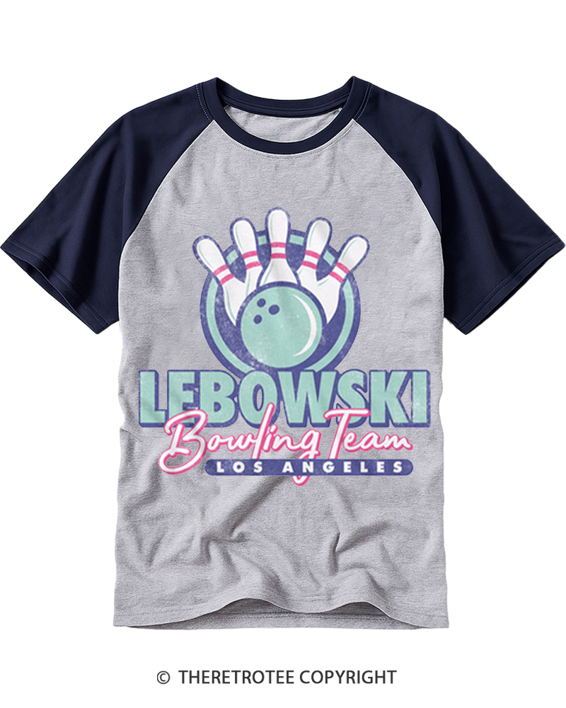 TheRetroTee Los Angeles Bowling Team 1990s Raglan Baseball T-Shirt