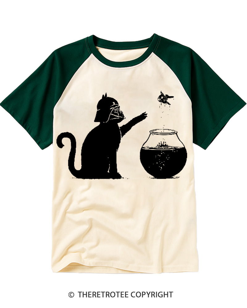 TheRetroTee All Too Easy Vintage Cat 1980s Raglan Baseball T-Shirt