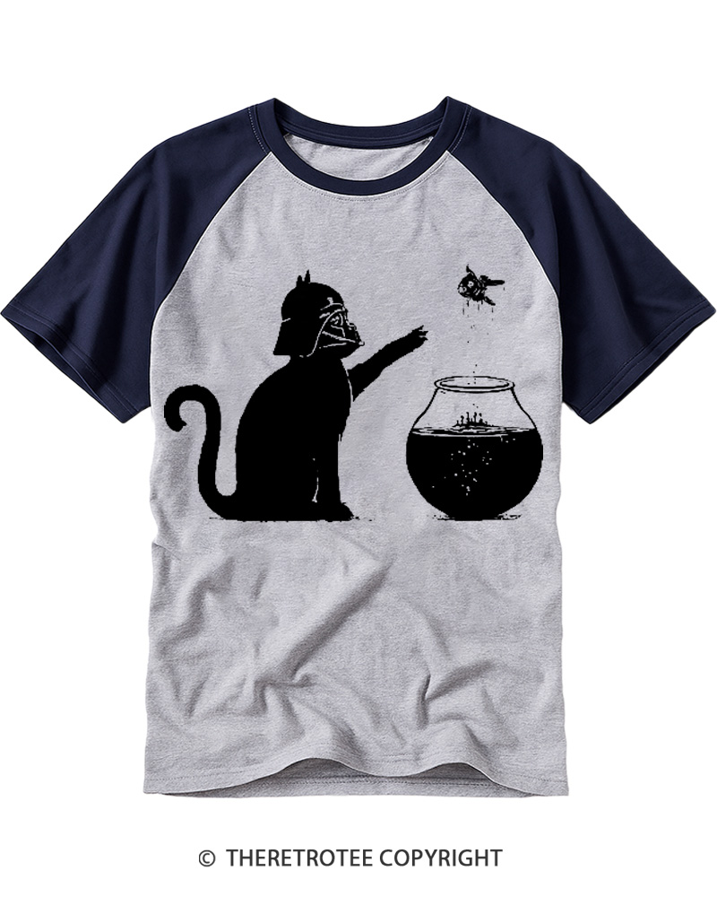 TheRetroTee All Too Easy Vintage Cat 1980s Raglan Baseball T-Shirt