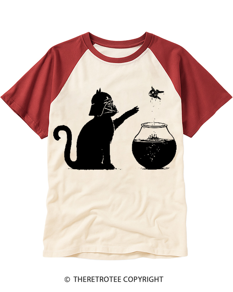 TheRetroTee All Too Easy Vintage Cat 1980s Raglan Baseball T-Shirt