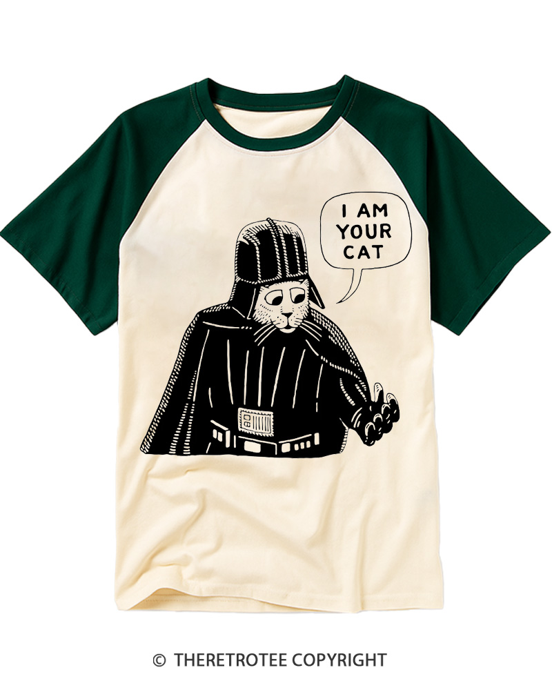 TheRetroTee I Am Your Cat Funny Cat 1980s Raglan Baseball T-Shirt