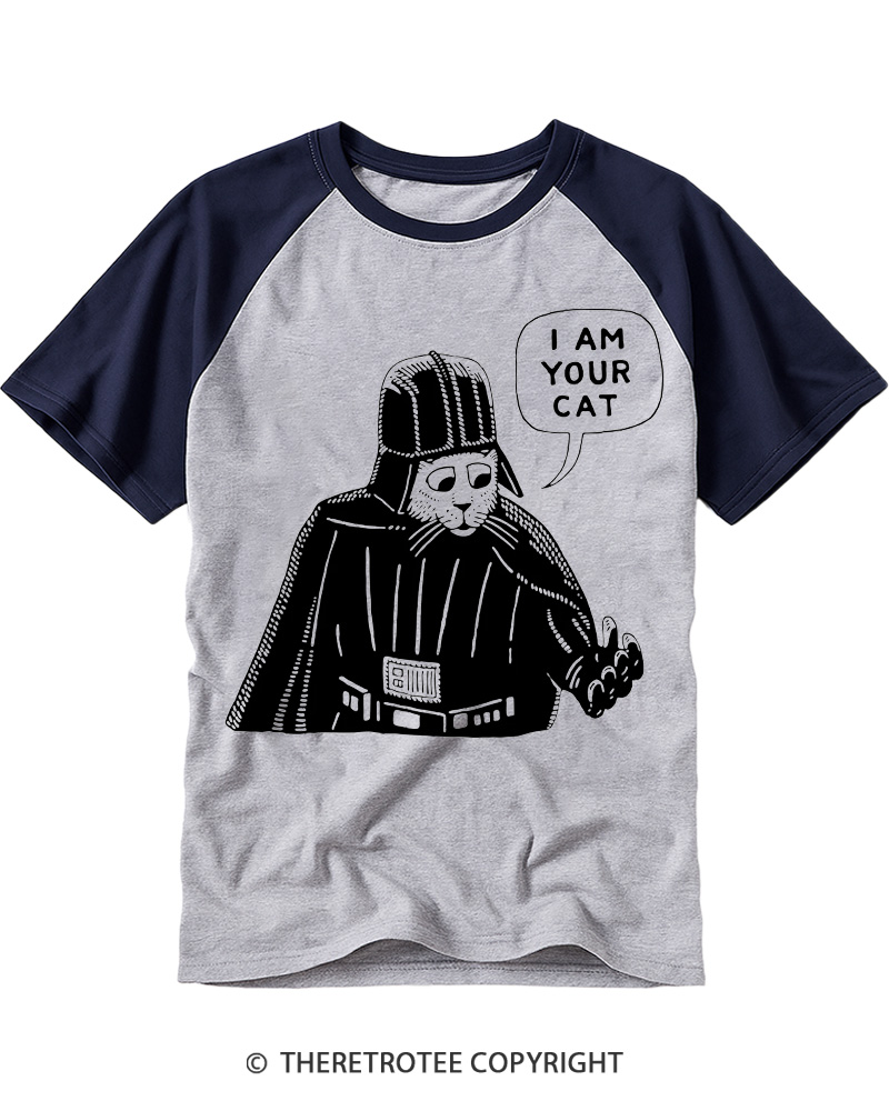 TheRetroTee I Am Your Cat Funny Cat 1980s Raglan Baseball T-Shirt