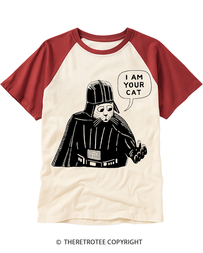 TheRetroTee I Am Your Cat Funny Cat 1980s Raglan Baseball T-Shirt