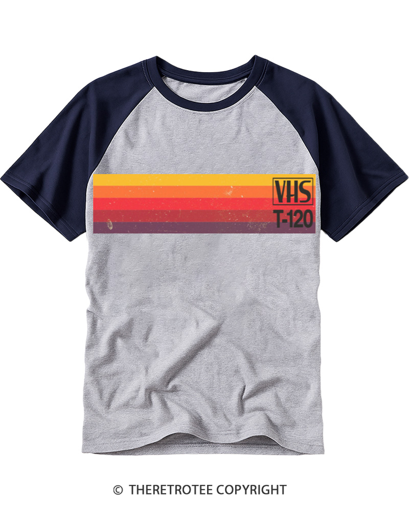 TheRetroTee Vintage VHS Nostalgia Graphic Raglan Baseball T-Shirt
