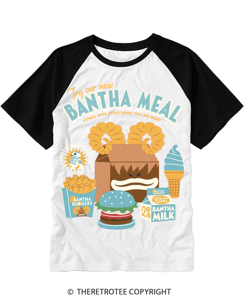 TheRetroTee Funny Burgers 1980s Raglan Baseball T-Shirt
