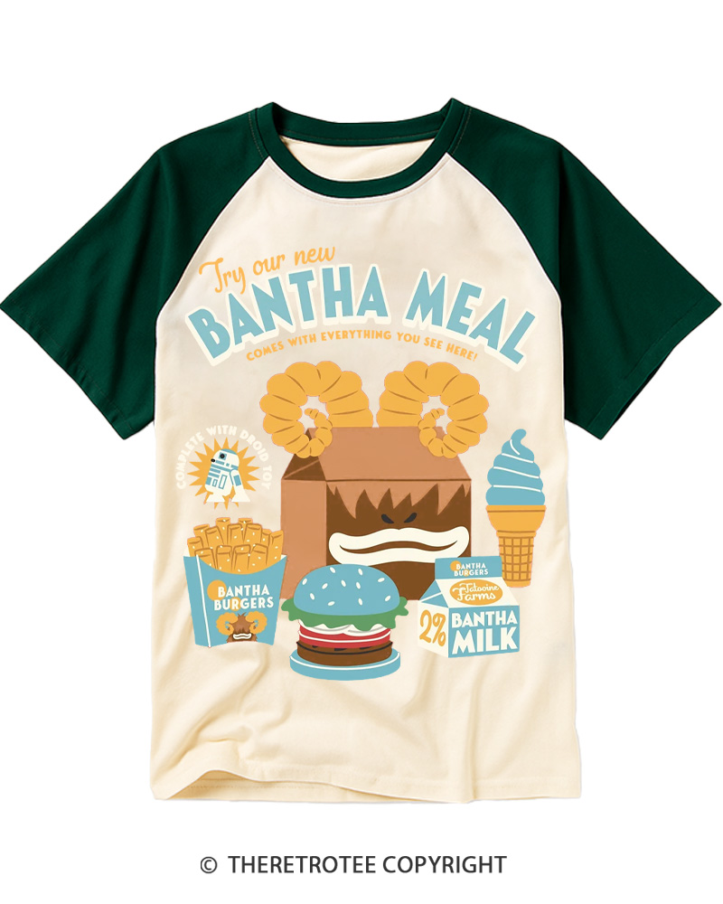 TheRetroTee Funny Burgers 1980s Raglan Baseball T-Shirt