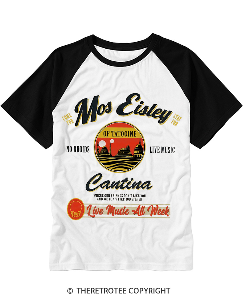 TheRetroTee Live Music All Week 1980s Raglan Baseball T-Shirt