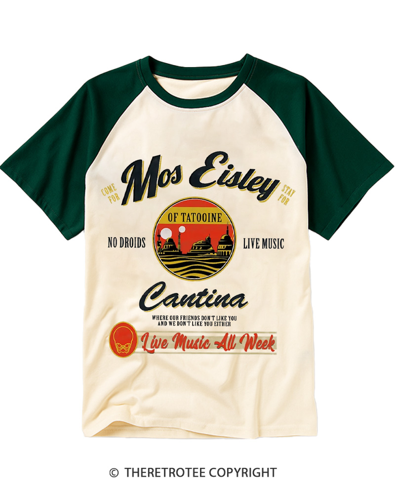 TheRetroTee Live Music All Week 1980s Raglan Baseball T-Shirt