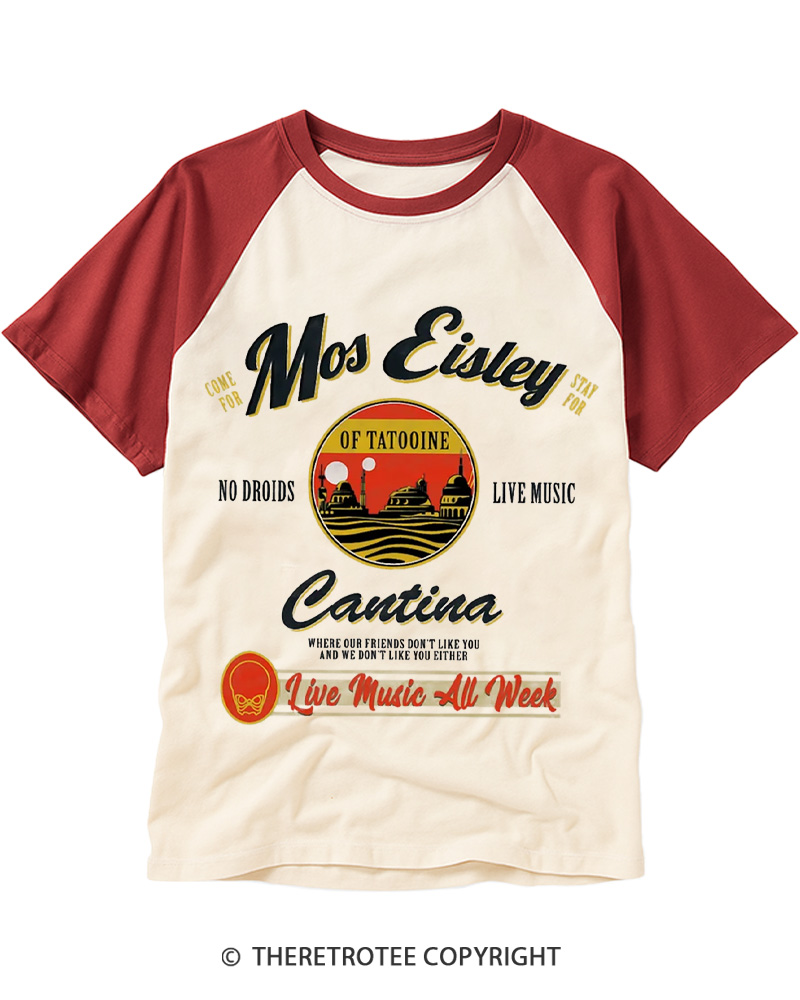 TheRetroTee Live Music All Week 1980s Raglan Baseball T-Shirt