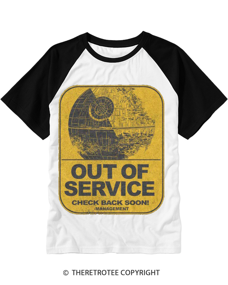 TheRetroTee Out Of Service 1980s Raglan Baseball T-Shirt