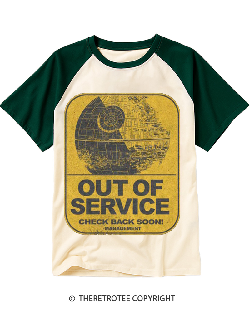 TheRetroTee Out Of Service 1980s Raglan Baseball T-Shirt