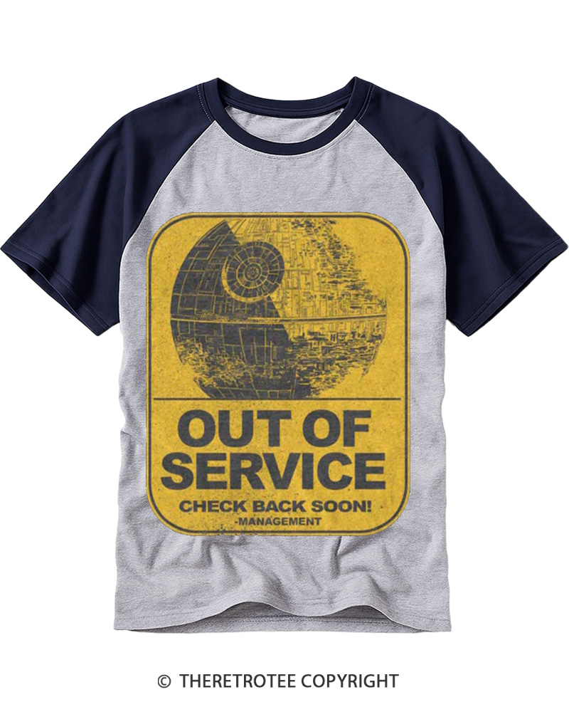 TheRetroTee Out Of Service 1980s Raglan Baseball T-Shirt