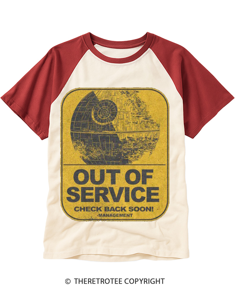 TheRetroTee Out Of Service 1980s Raglan Baseball T-Shirt