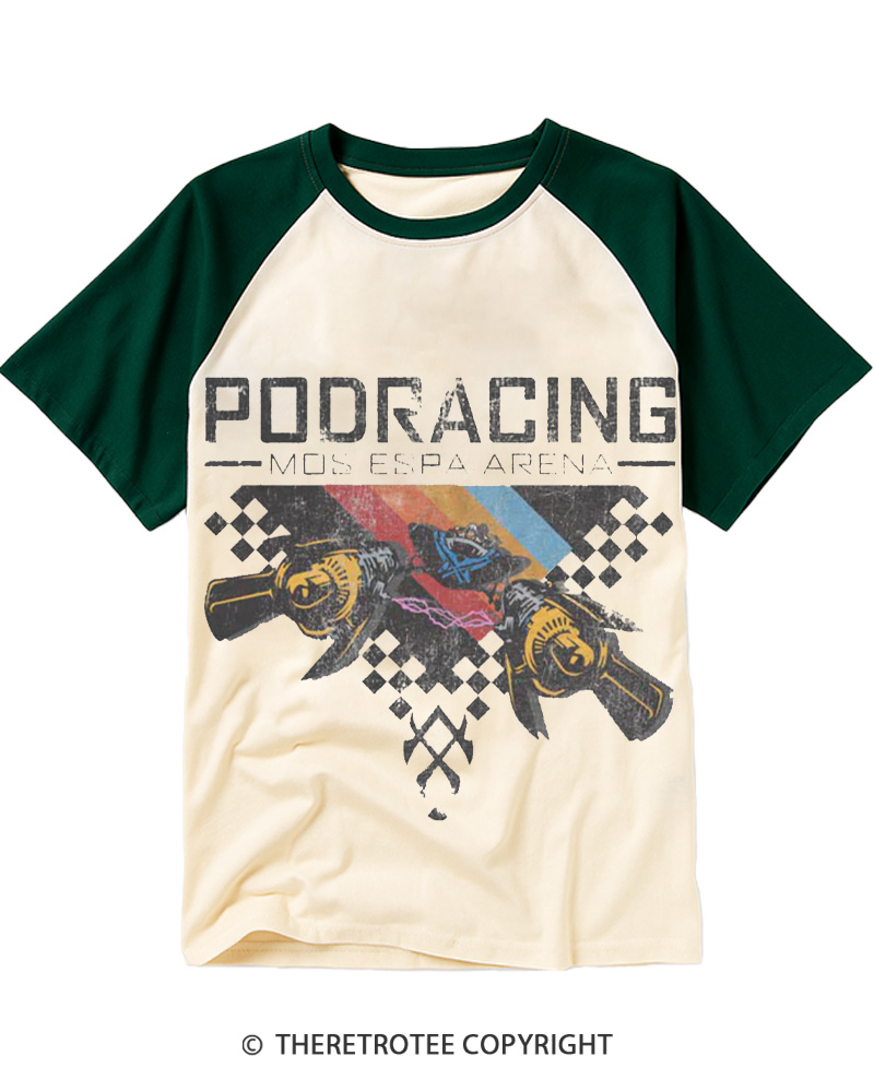 TheRetroTee Desert Speed Racing 1980s Raglan Baseball T-Shirt