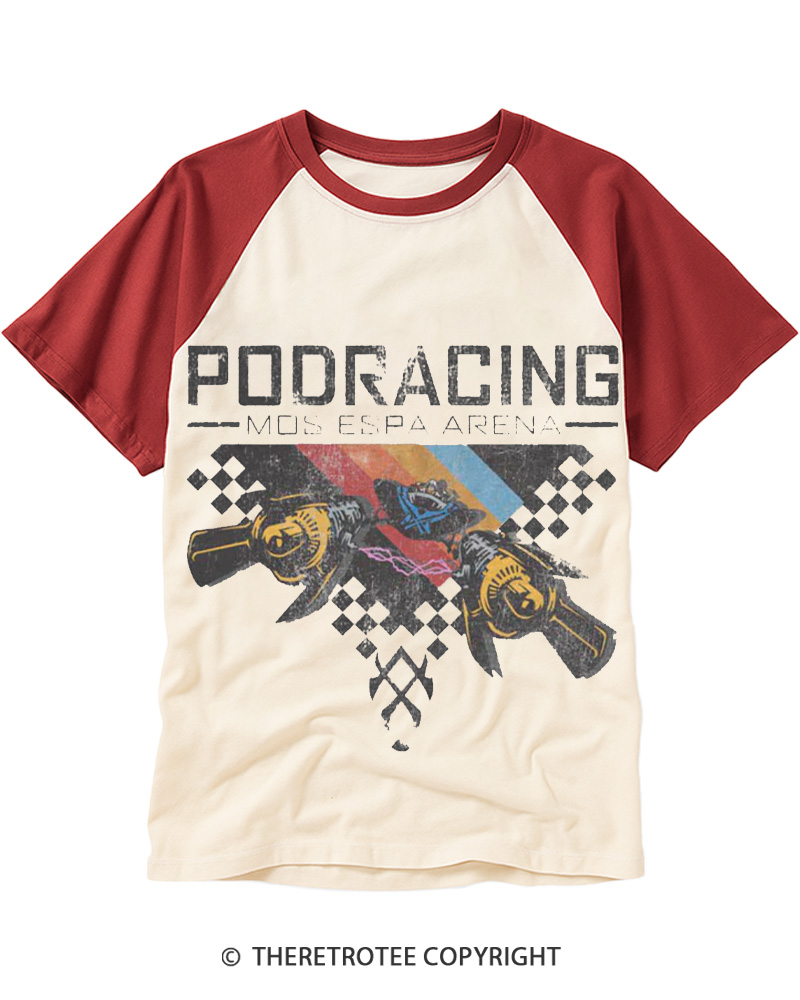 TheRetroTee Desert Speed Racing 1980s Raglan Baseball T-Shirt