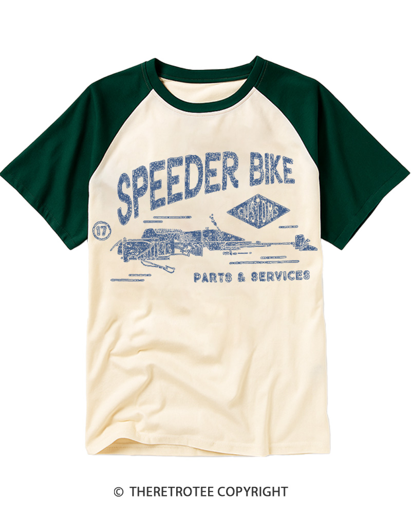TheRetroTee Speeder Bike 1980s Raglan Baseball T-Shirt