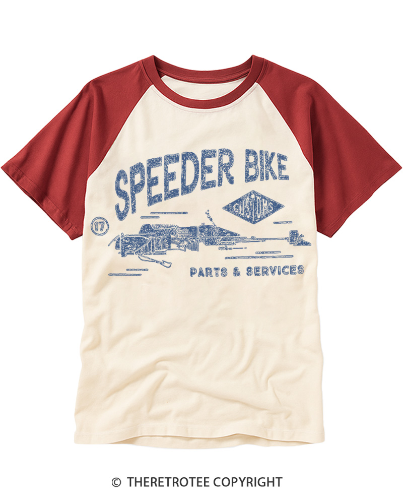 TheRetroTee Speeder Bike 1980s Raglan Baseball T-Shirt