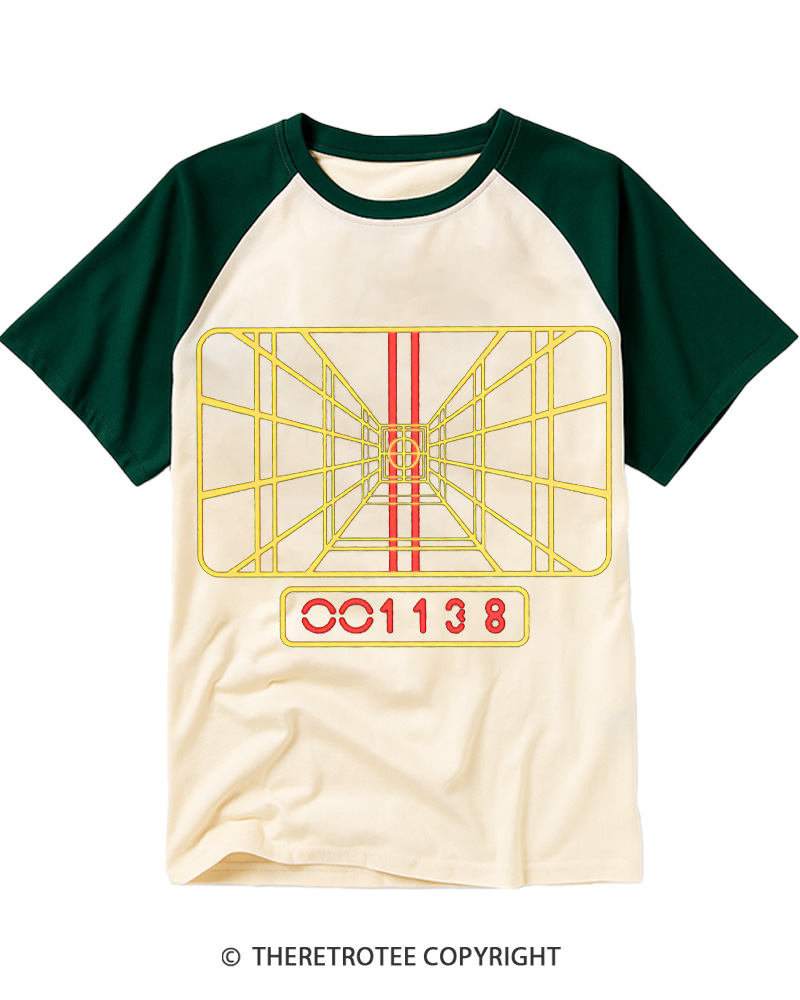 TheRetroTee Stay On Target 1980s Raglan Baseball T-Shirt