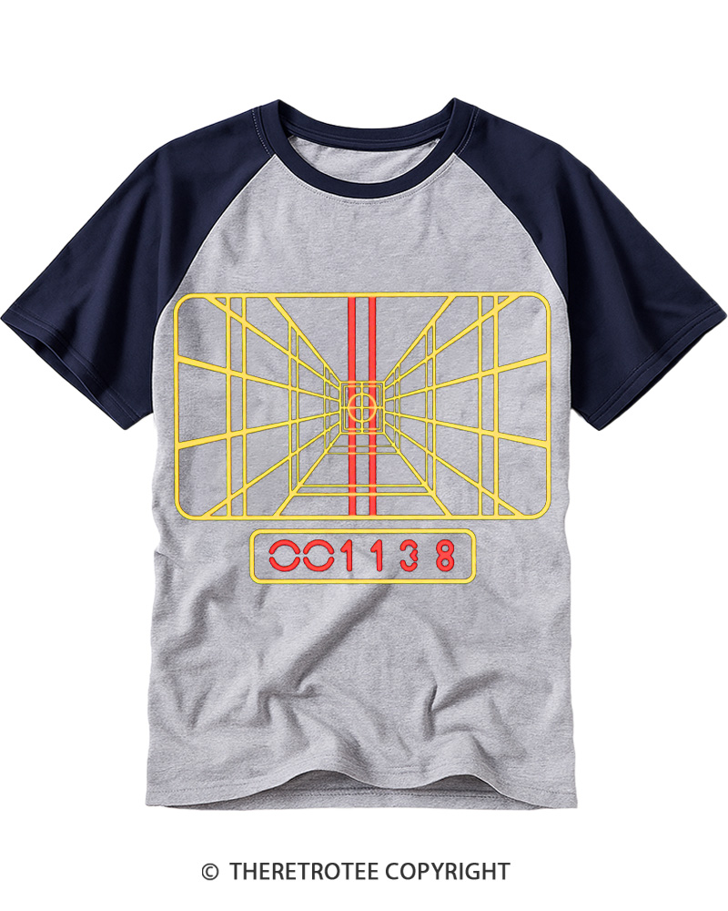TheRetroTee Stay On Target 1980s Raglan Baseball T-Shirt