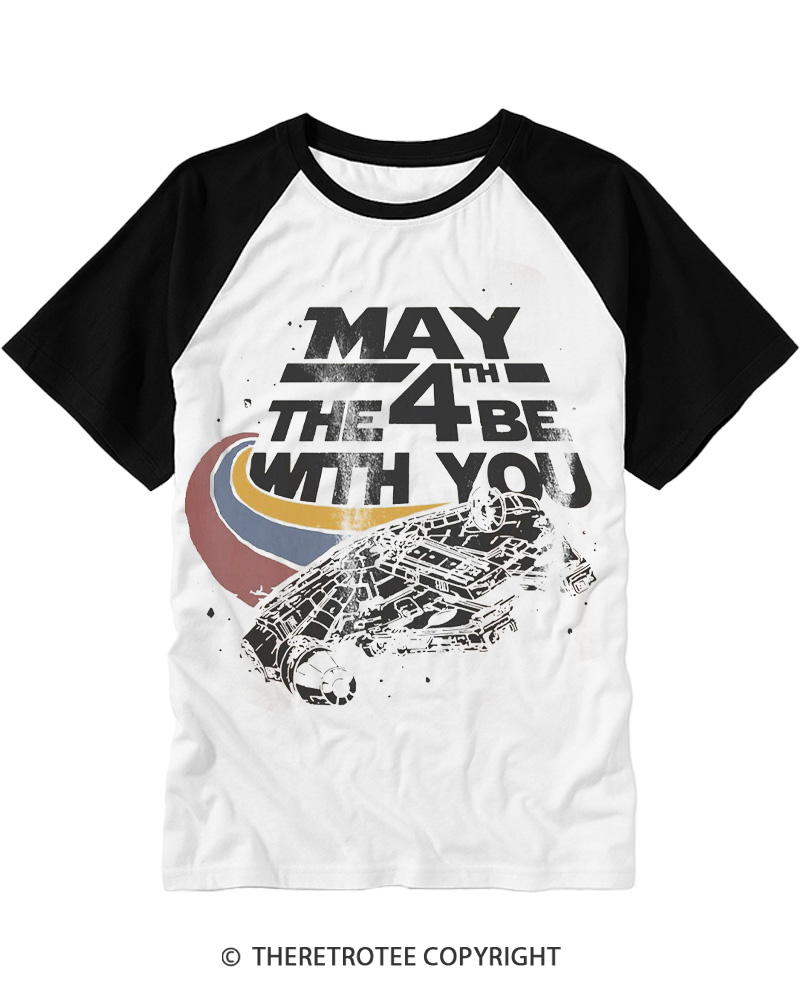 TheRetroTee Science Fiction Graphic 1980s Raglan Baseball T-Shirt