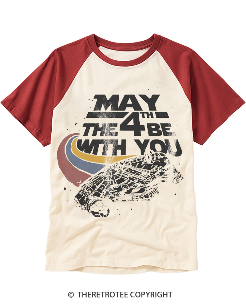 TheRetroTee Science Fiction Graphic 1980s Raglan Baseball T-Shirt