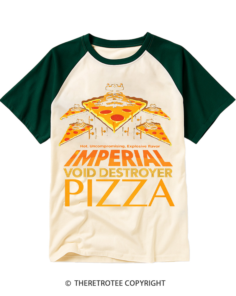 TheRetroTee Pizza 1980s Raglan Baseball T-Shirt