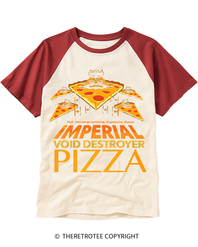 TheRetroTee Pizza 1980s Raglan Baseball T-Shirt