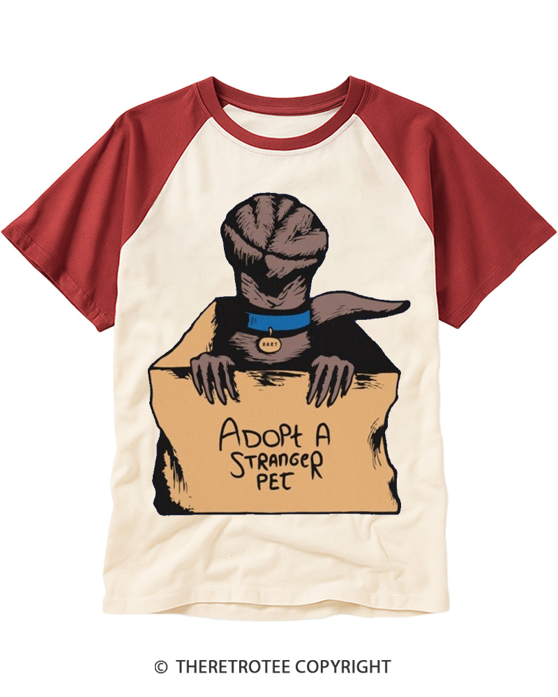 TheRetroTee Adopt A Stranger Pet 1980s Raglan Baseball T-Shirt