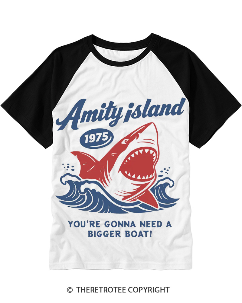 TheRetroTee Seaside Harbor 1970s Raglan Baseball T-Shirt