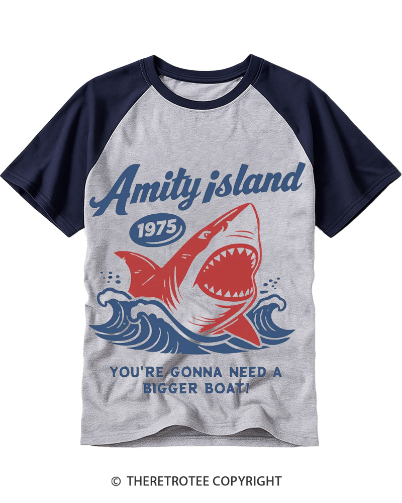 TheRetroTee Seaside Harbor 1970s Raglan Baseball T-Shirt