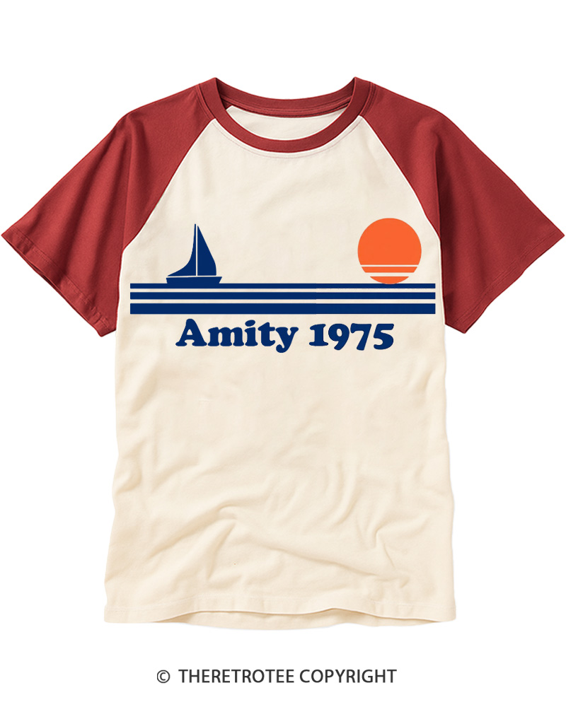 TheRetroTee Classic Stripes 1975 Raglan Baseball T-Shirt