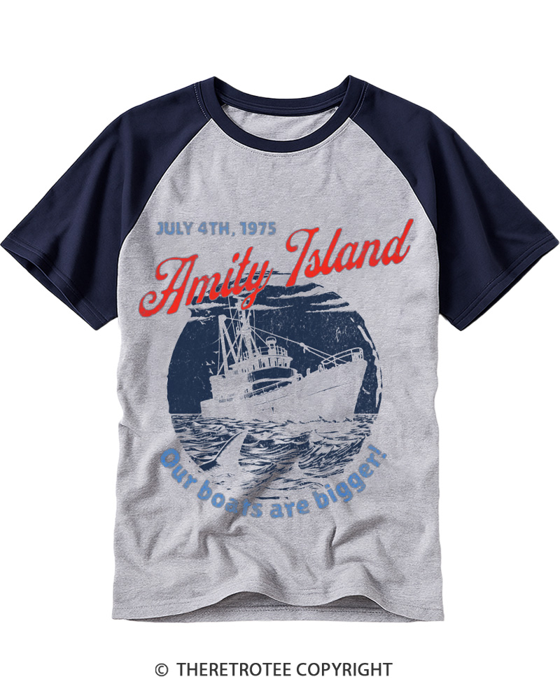 TheRetroTee Seaside Harbor 1970s Raglan Baseball T-Shirt