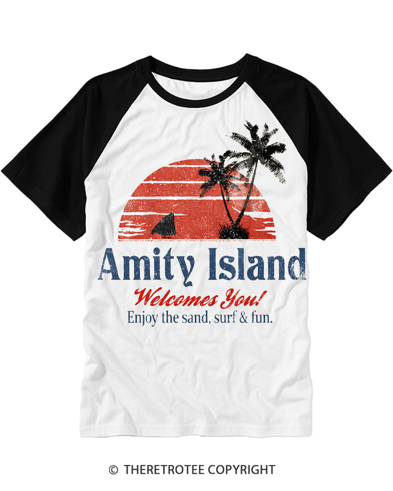 TheRetroTee Enjoy The Sand 1970s Raglan Baseball T-Shirt