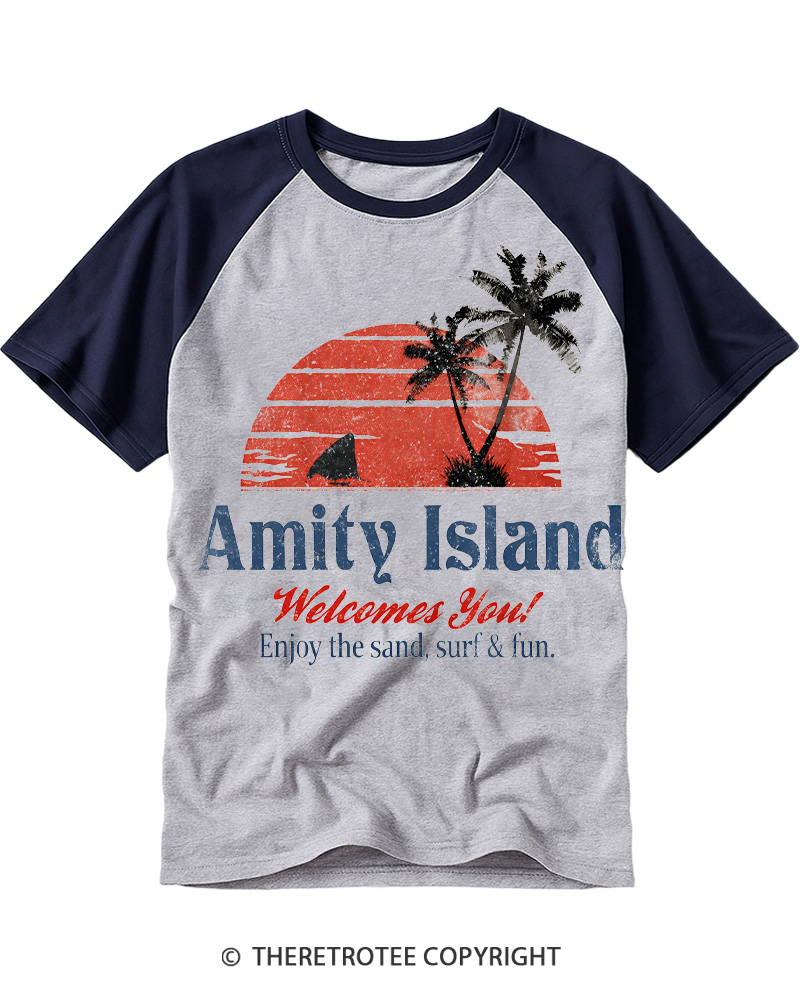 TheRetroTee Enjoy The Sand 1970s Raglan Baseball T-Shirt