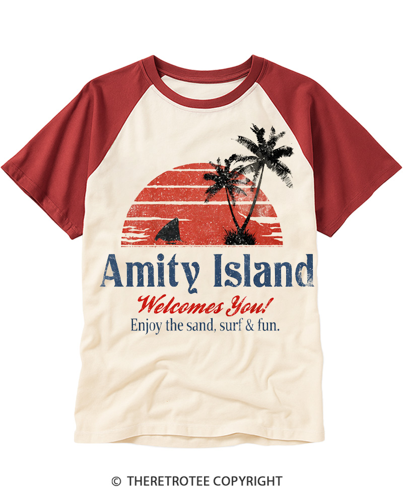 TheRetroTee Enjoy The Sand 1970s Raglan Baseball T-Shirt