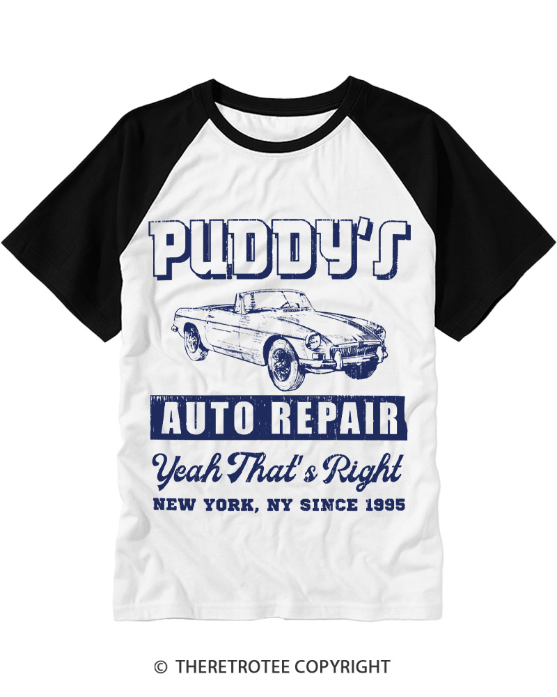 TheRetroTee Auto Repair 1990s Raglan Baseball T-Shirt