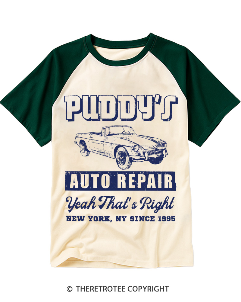 TheRetroTee Auto Repair 1990s Raglan Baseball T-Shirt