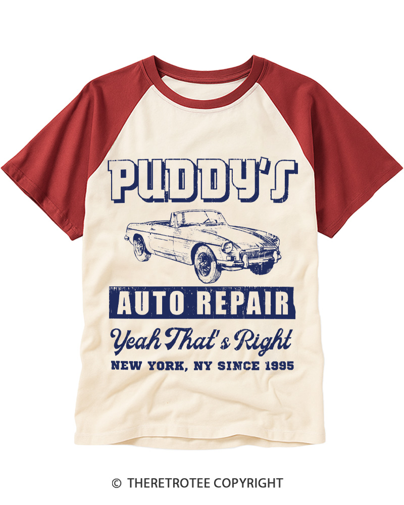 TheRetroTee Auto Repair 1990s Raglan Baseball T-Shirt
