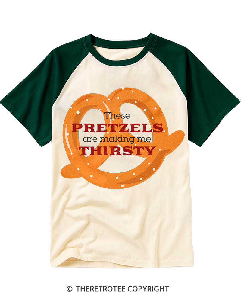TheRetroTee These Pretzels Are Making Me Thirsty 1990s Raglan Baseball T-Shirt