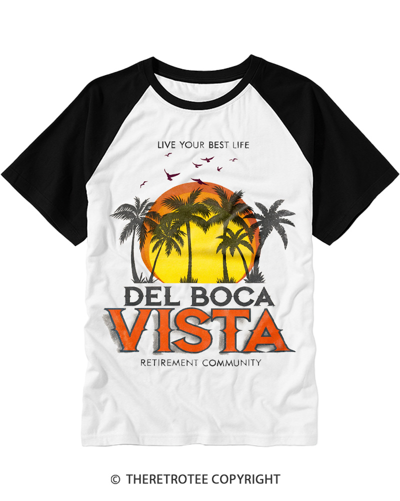 TheRetroTee Del Boca Vista 1990s Raglan Baseball T-Shirt
