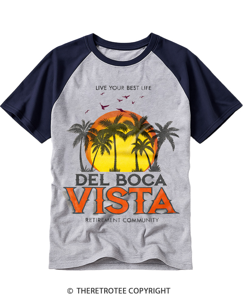 TheRetroTee Del Boca Vista 1990s Raglan Baseball T-Shirt