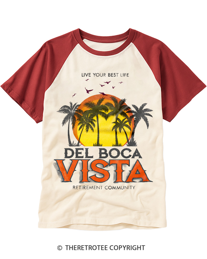 TheRetroTee Del Boca Vista 1990s Raglan Baseball T-Shirt