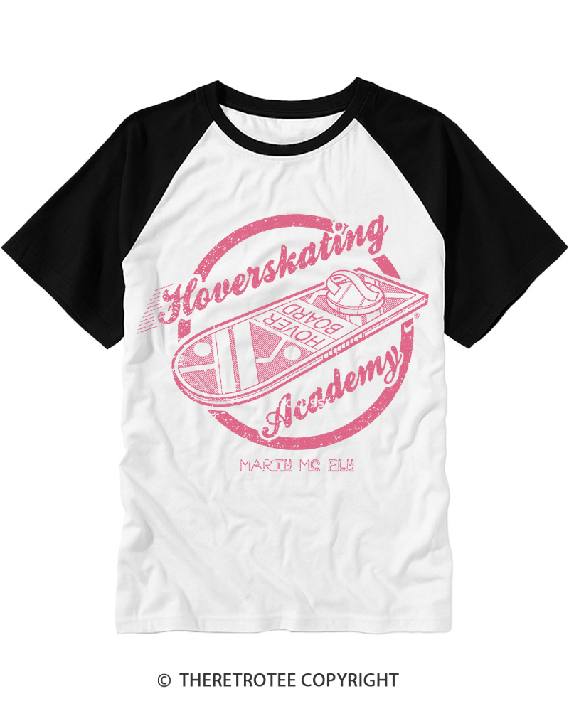 TheRetroTee Hoverskating Academy 1980s Raglan Baseball T-Shirt