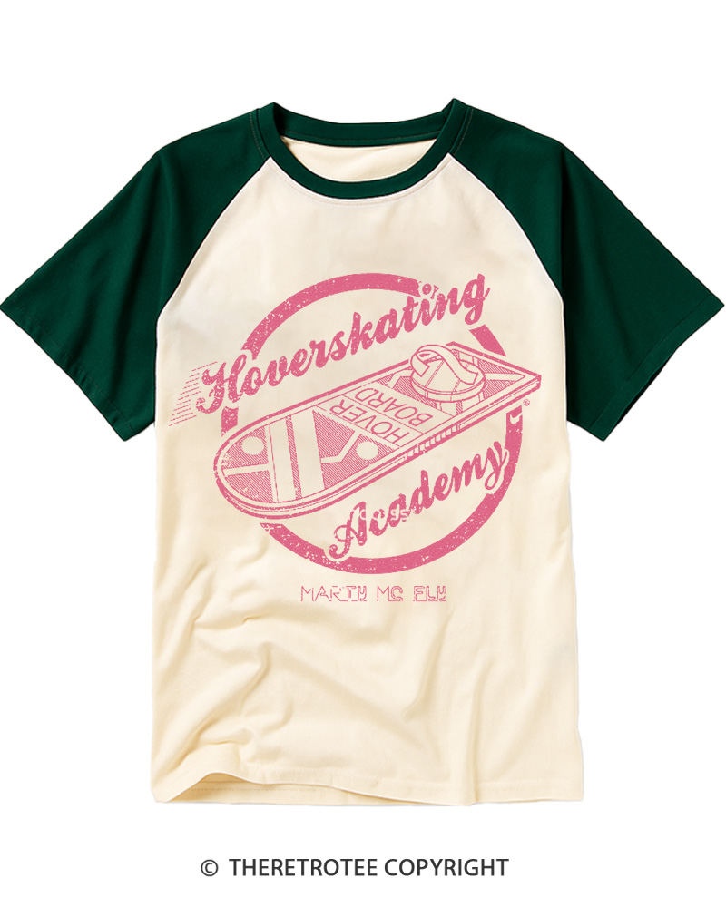 TheRetroTee Hoverskating Academy 1980s Raglan Baseball T-Shirt