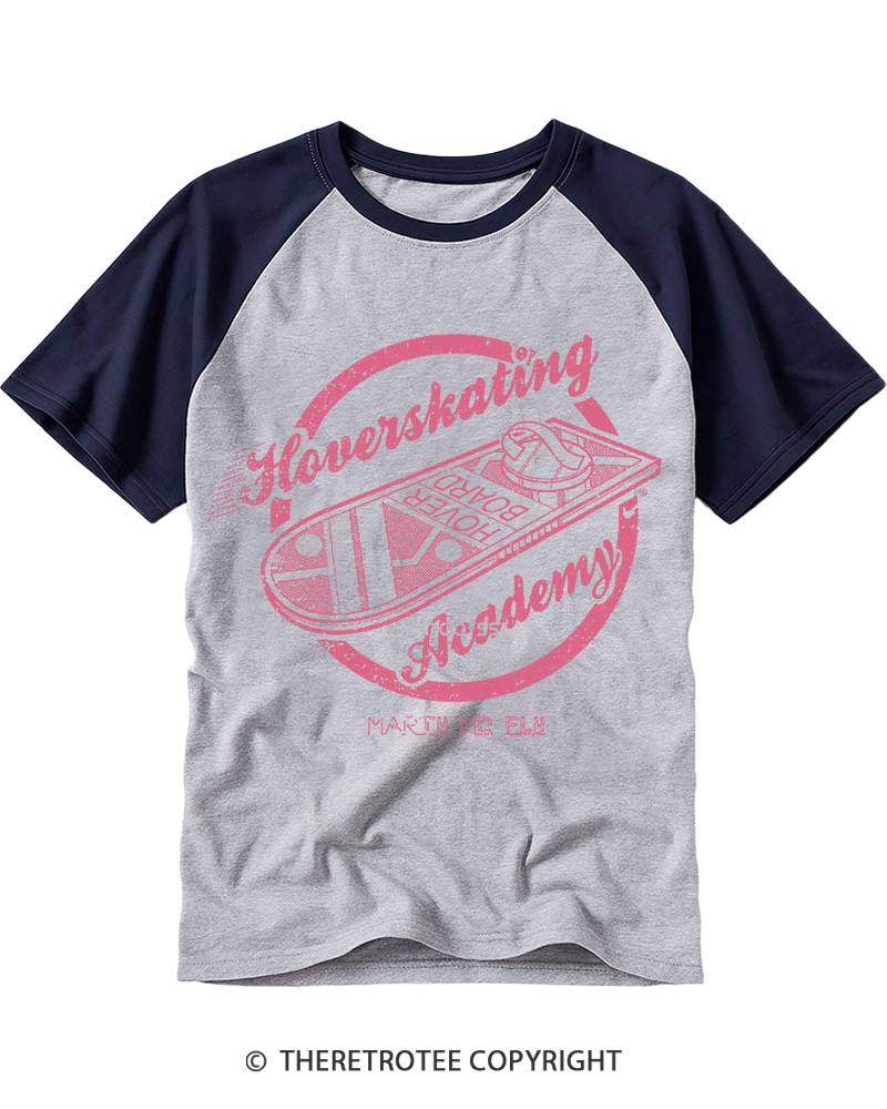 TheRetroTee Hoverskating Academy 1980s Raglan Baseball T-Shirt