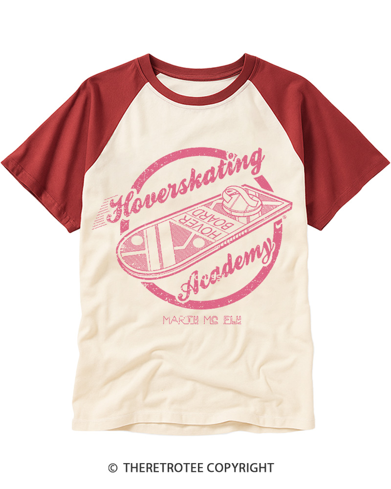 TheRetroTee Hoverskating Academy 1980s Raglan Baseball T-Shirt