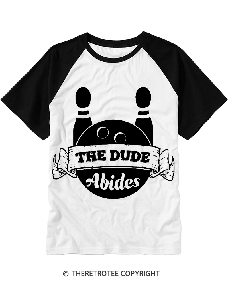 TheRetroTee The dude abides Classic 1990s Raglan Baseball T-Shirt