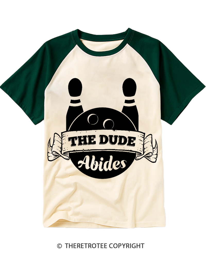 TheRetroTee The dude abides Classic 1990s Raglan Baseball T-Shirt