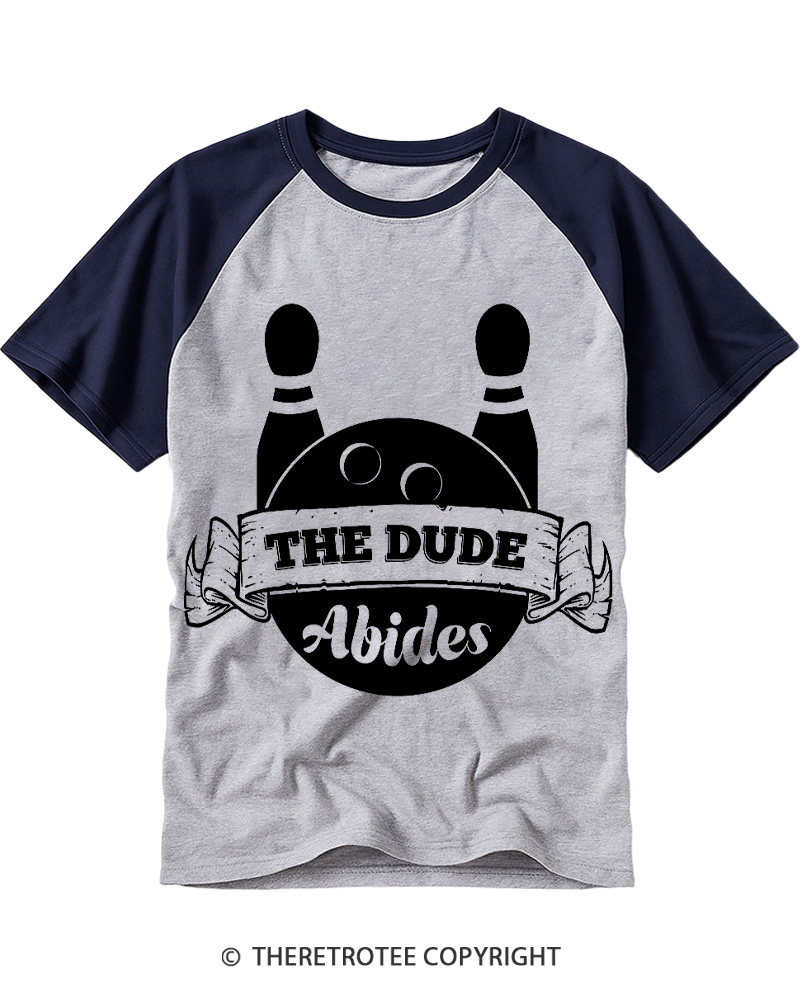 TheRetroTee The dude abides Classic 1990s Raglan Baseball T-Shirt